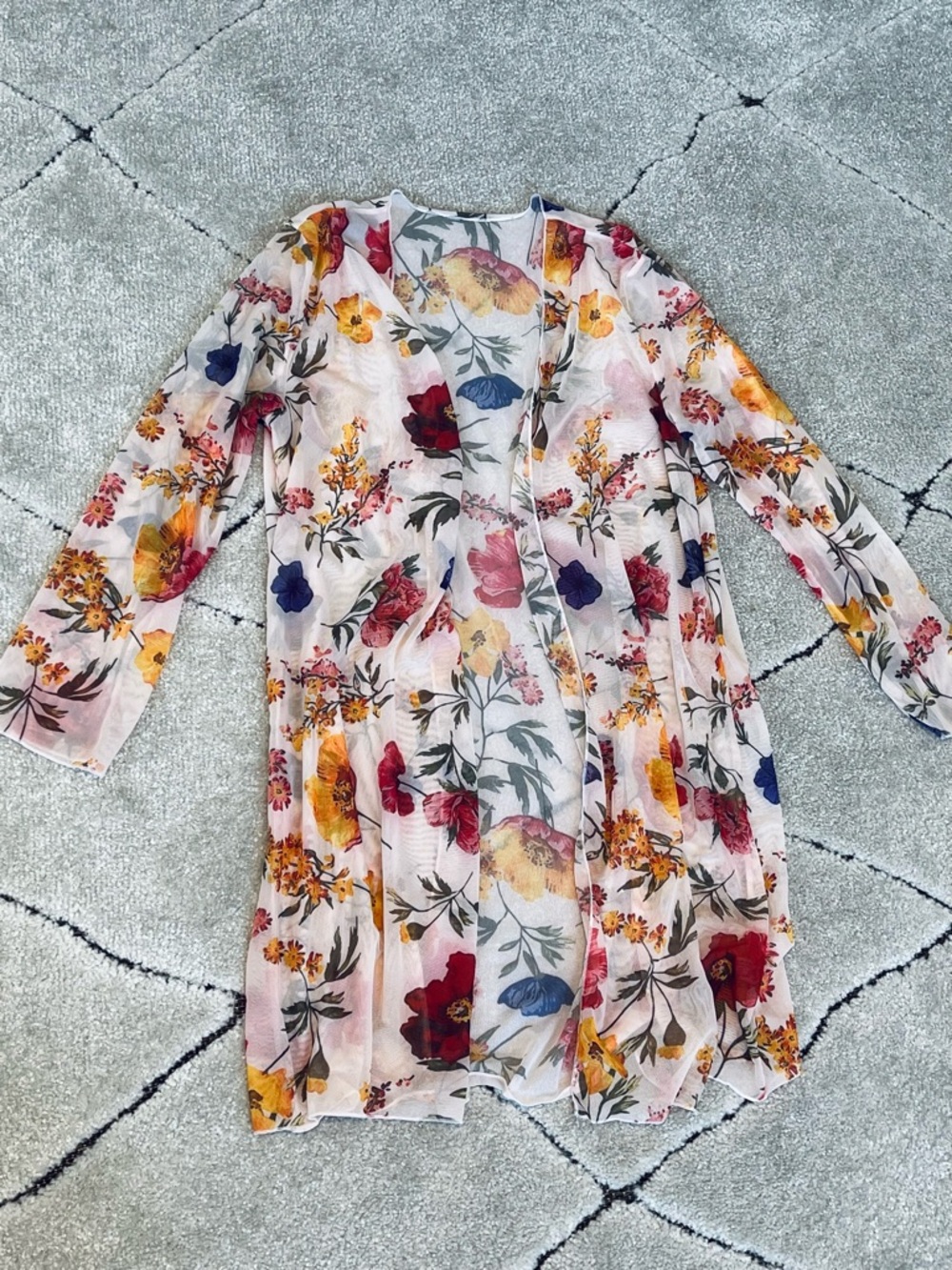 Sheer floral cover up kimono